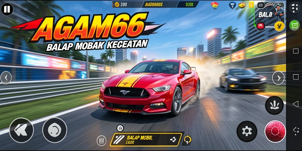Screenshot dari AGAM66 menunjukkan balapan mobil yang seru dan dinamis.