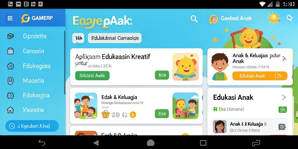 Antarmuka pengguna GAMERP yang colorful dan edukatif.