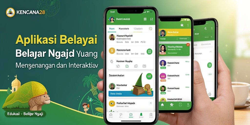 Antarmuka aplikasi KENCANA28 untuk Belajar Ngaji yang user-friendly.